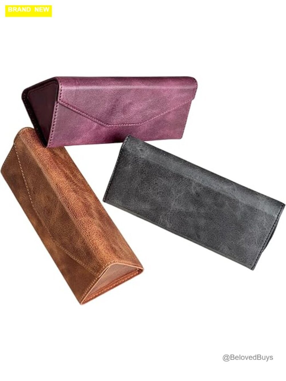 Genuine Leather Handmade Foldable Sunglass Case, Protective Eyeglass Pouch